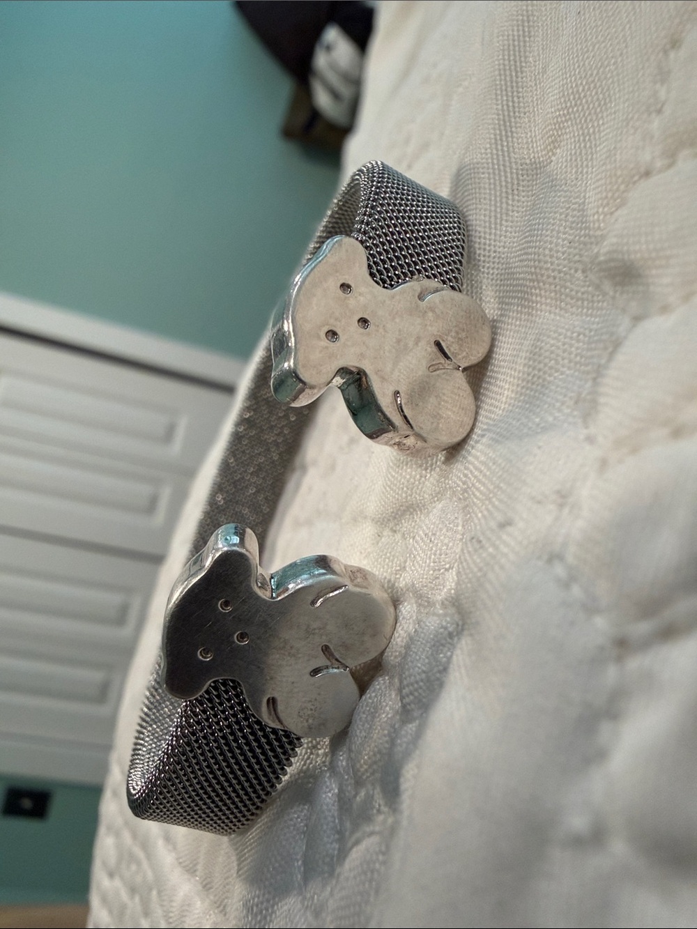 Tous 925 Silver Mesh Cuff Bracelet with Bear Motifs - Picture 3 of 11